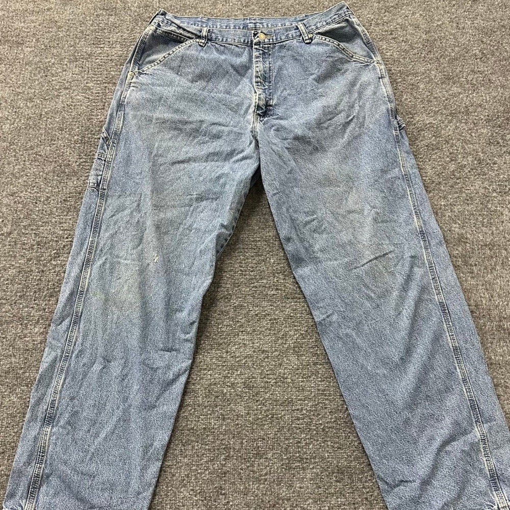 Wrangler Carpenter Jeans Mens Size 36x32 Blue Relaxed Fit Denim Workwear Pants